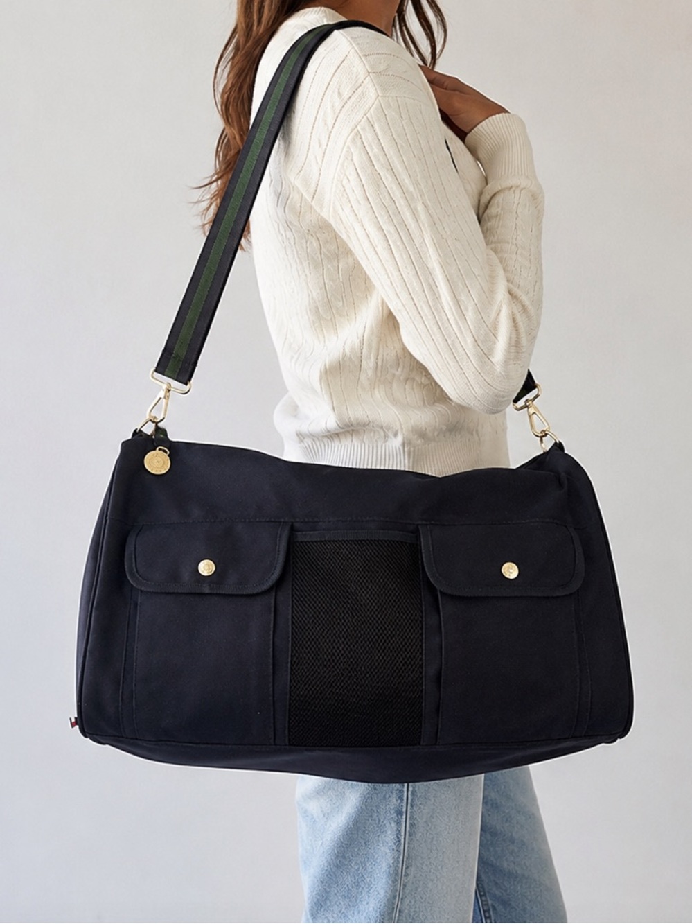 💙Tommy Hilfiger Navy Weekender Travel Duffel Bag Adjustable Strap